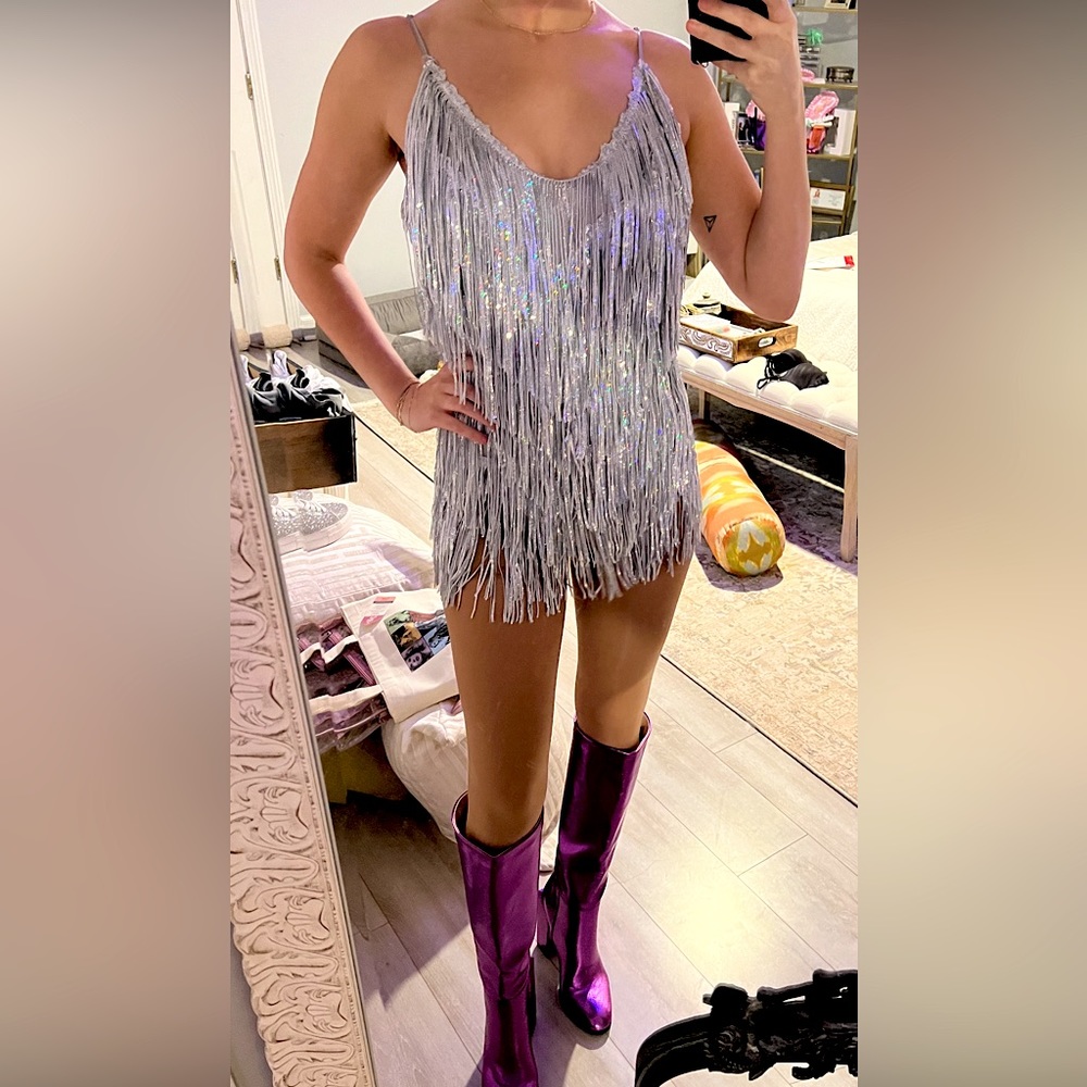 Silver Sequin Fringe Bodysuit | Romper | Taylor’s Swift | Festival
